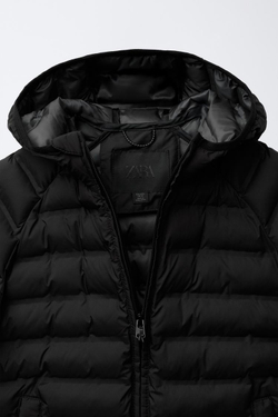 ZARA УЛЬТРАЛЕГКАЯ НЕПРОМОКАЕМАЯ КУРТКА, ЧЕРНЫЙ