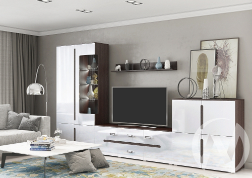 Гостиная Ким (венге/белый глянец холодный) Вариант №1