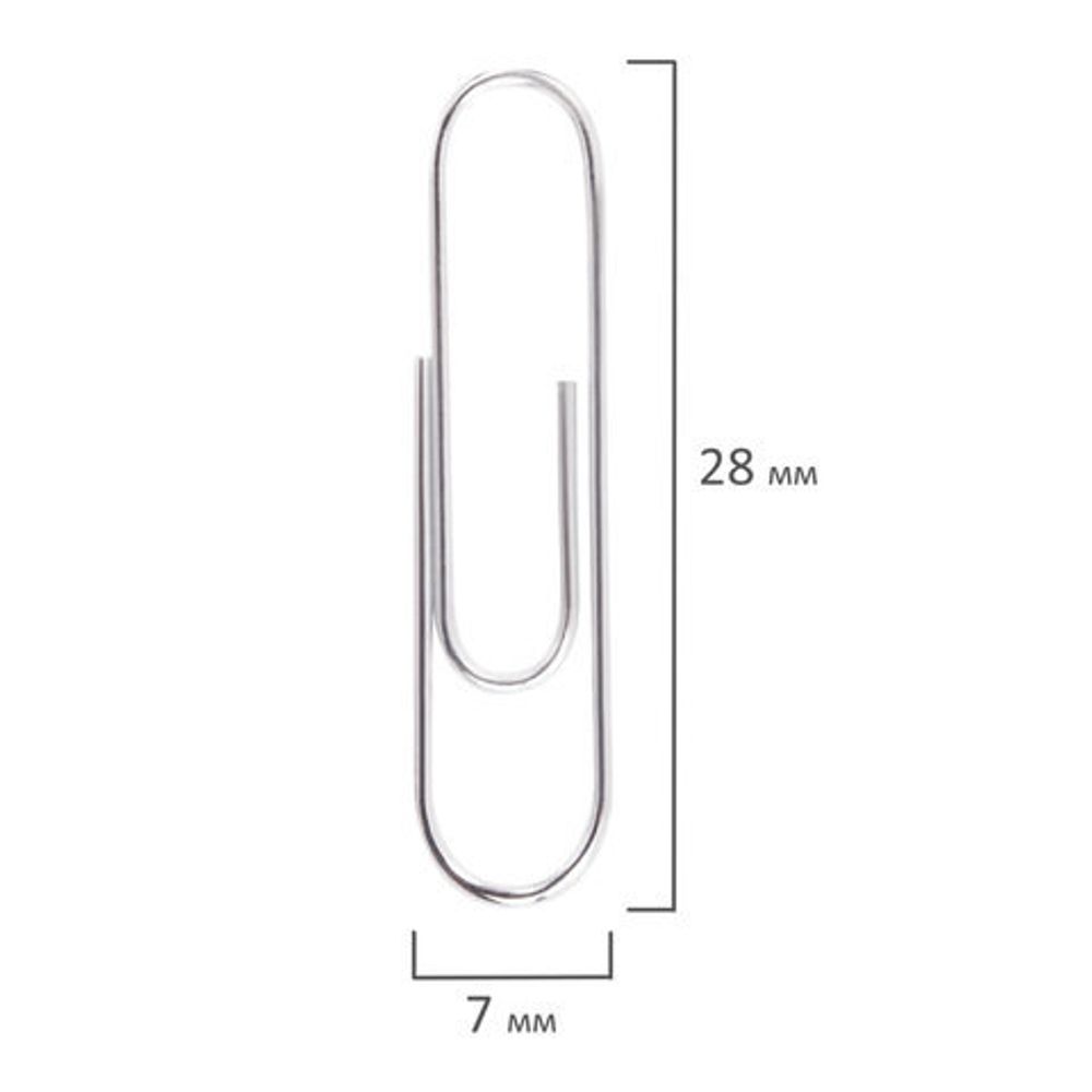 Скрепки BRAUBERG, 28 мм, оцинкованные, 100 шт., в картонной коробке, 227583