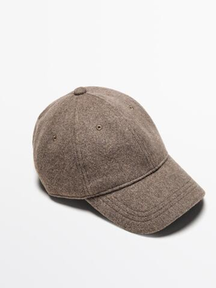 Massimo Dutti Кепка из рельефного фетра, бежевый