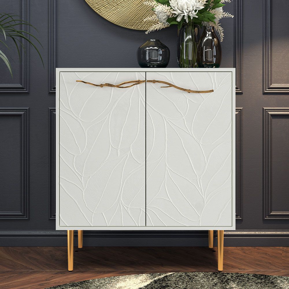 Комод Арт Колор leaves Стайл Голд с 2 полками Белый опал