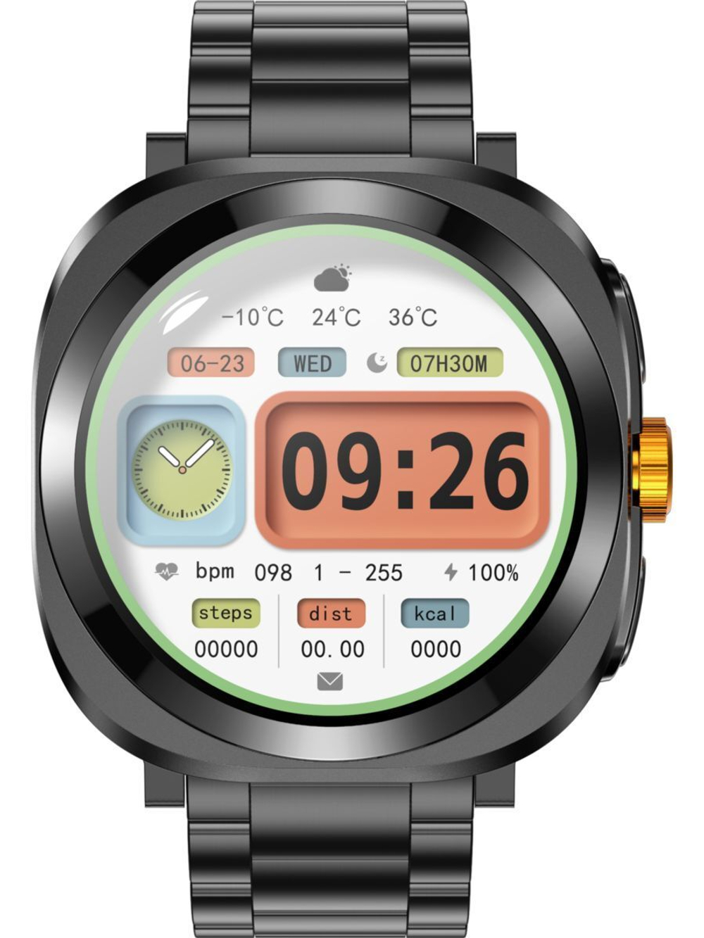 Смарт часы PARASMART CUBE F7 Ultra (металлический блочный браслет, черный)