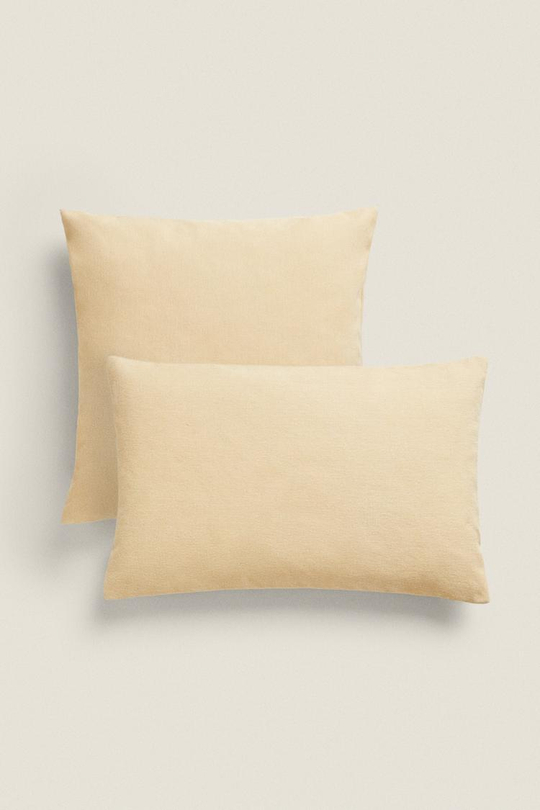 ZARA HOME ХЛОПКОВЫЙ ЧЕХОЛ ДЛЯ ДЕКОРАТИВНОЙ ПОДУШКИ, ЖЕЛТОВАТО-БЕЛЫЙ