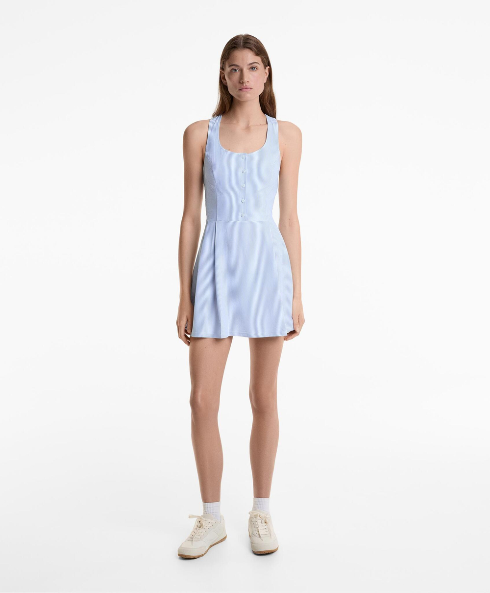 Oysho Короткое платье на бретелях, голубой