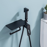 Гигиенический душ со смесителем встраиваемый с полкой и бумагодержателем Raglo R51.55.06, черный