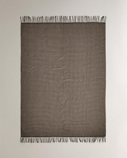 Zara Home - Клетчатый плед с бахромой, серый, 140x190 см