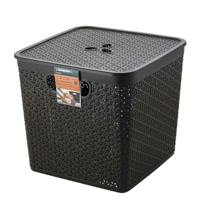 Корзина для хранения Keeplex Rattan со съемной крышкой 21л квадратная 31х31х28см темный каштан