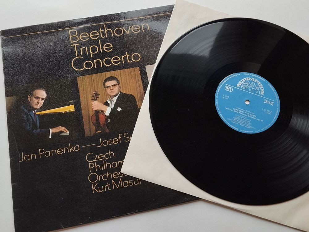 Винтажная виниловая пластинка LP Beethoven Бетховен, Jan Panenka, Josef Suk, Josef Chuchro Triple Concerto Концерт Для Скрипки, Виолончели и Фортепиано (Чехословакия 1975)