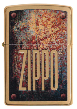Зажигалка золотистая Rusty Plate Design ZIPPO 29879