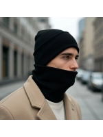 Зимний комплект вязаная шапка бини и тёплый снуд-бафф