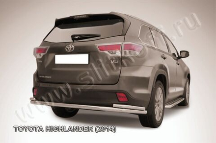 Защита заднего бампера (нержавейка) Toyota Highlander (2014-2016) d57+d42 длинная