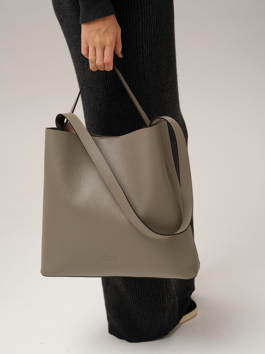 Кожаная сумка шоппер DBR 30948 серо-коричневый