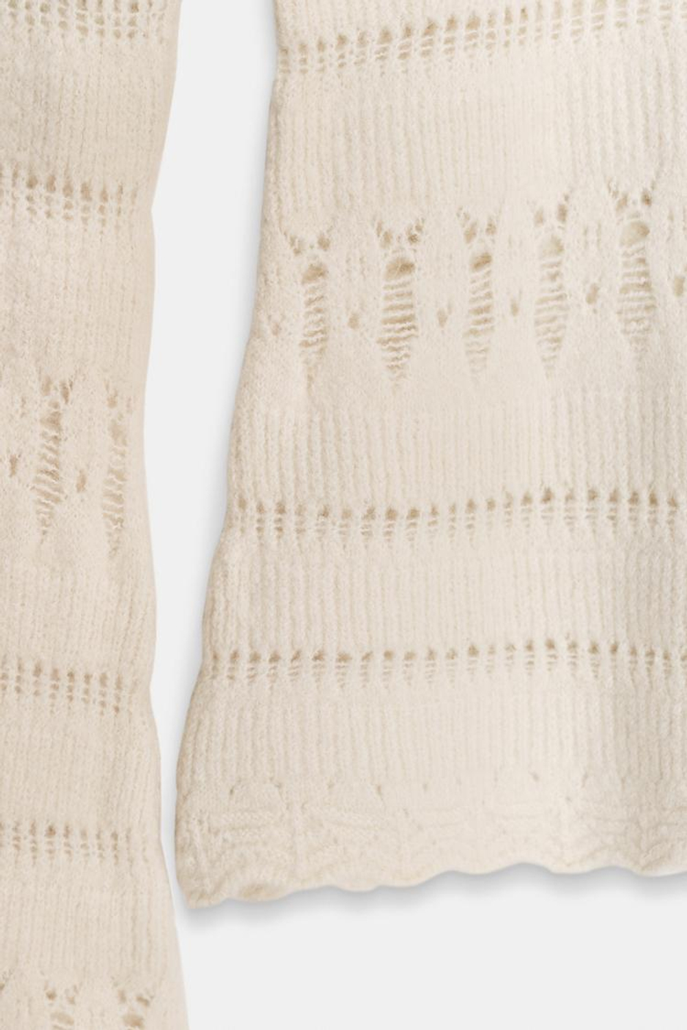 ZARA ДЖЕМПЕР С ОТКРЫТЫМИ ПЛЕЧАМИ И АЖУРНОЙ ВЯЗКОЙ, ЭКРЮ