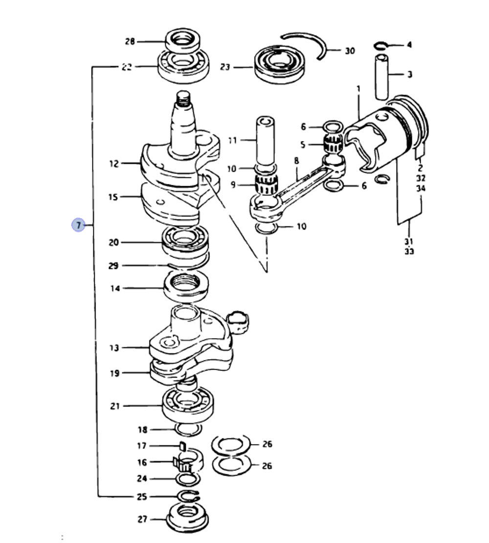 Коленвал для Suzuki DT 40 12200-94490-000