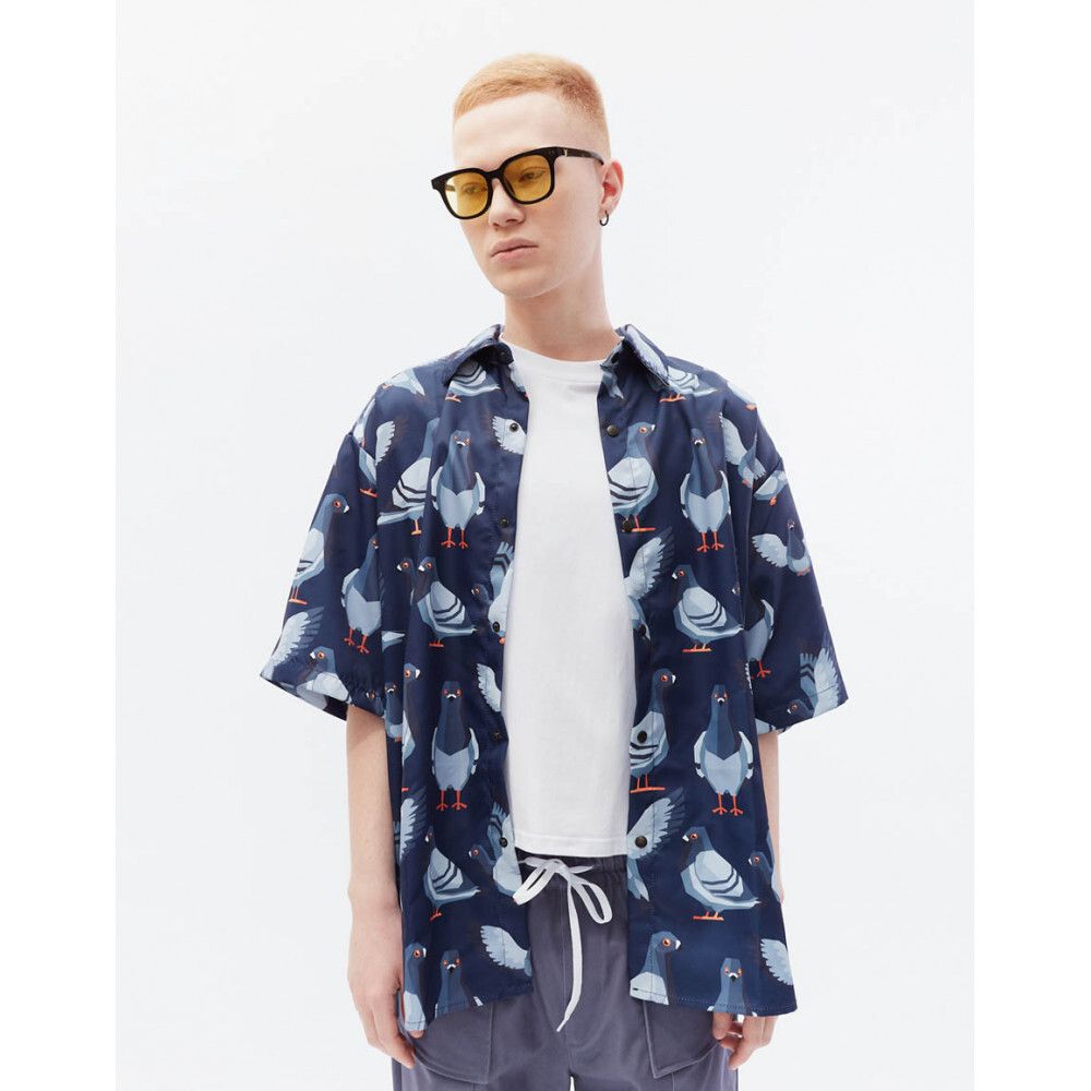 Рубашка БИЧ Голуби синяя