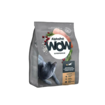 Сухой корм для взрослых стерилизованных кошек и котов AlphaPet WOW (АльфаПет) с цыпленком, 7 кг