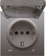 Накладка для розетки Schuko с заземлением, с крышкой, 16A 250 В~, сталь, серия R98