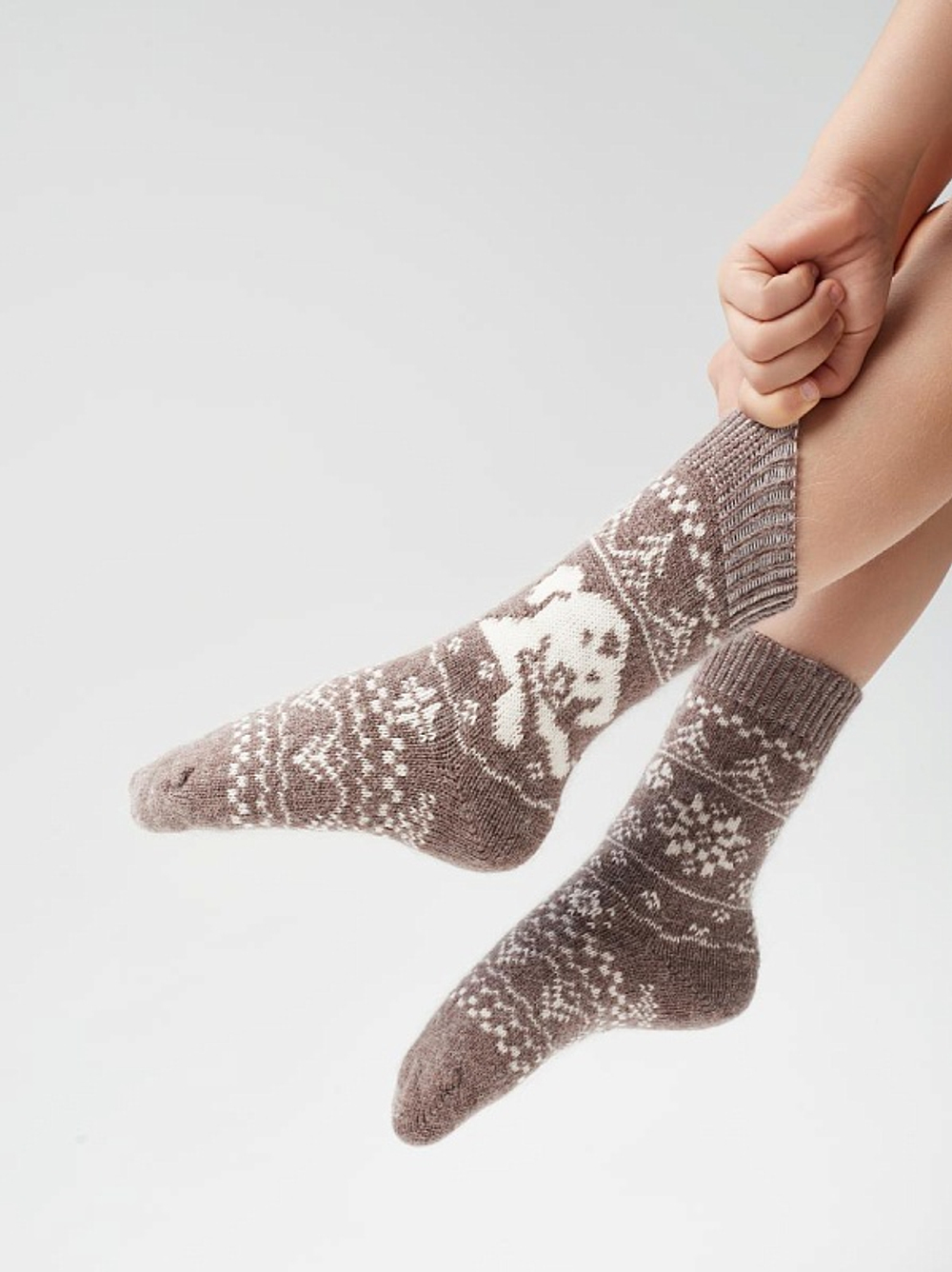 Теплые пуховые носки Н427-13 коричневый