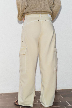 ZARA ДЖИНСЫ Z1975 BARREL КАРГО СО СРЕДНЕЙ ПОСАДКОЙ, ЦВЕТ СЛОНОВОЙ КОСТИ