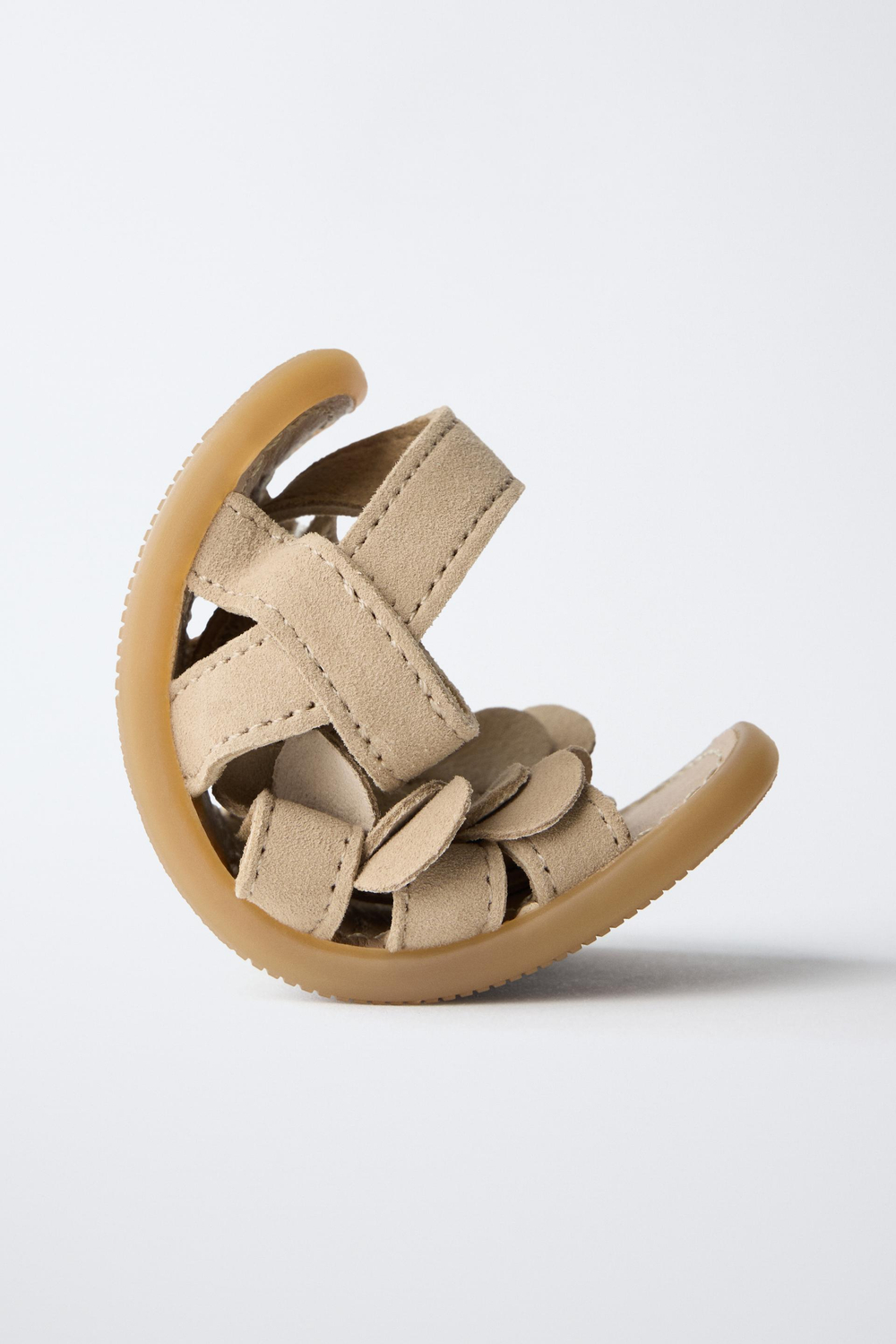 ZARA КОЖАНЫЕ БОСОНОЖКИ BAREFOOT С ЦВЕТАМИ, ЗОЛОТИСТЫЙ