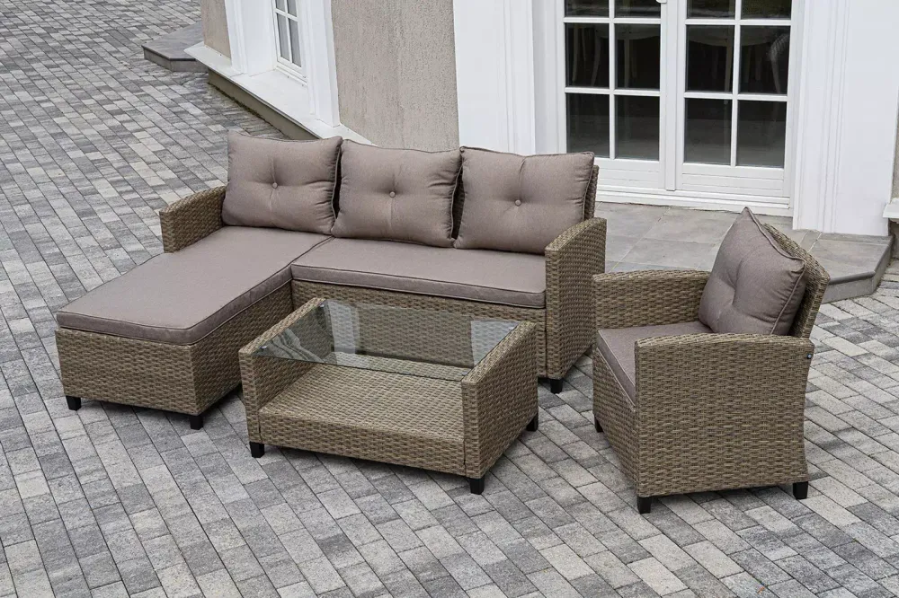 "Атланта" лаунж-зона из искусственного ротанга, цвет соломенный