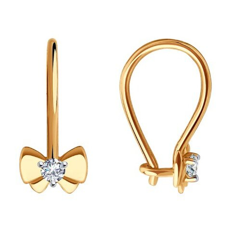 Серьги из золота с фианитами