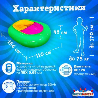 Электрическая бамперная лодка «Манго Зелёный 2» на часовом механизме