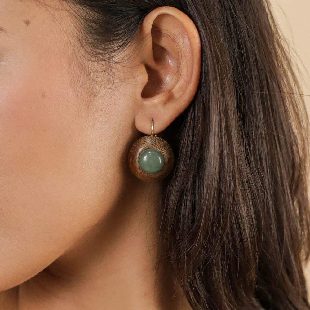 Серьги Nature Bijoux, Aventurine, с авантюрином и деревом роблес, NB26.1-12-90069 (коричневый)