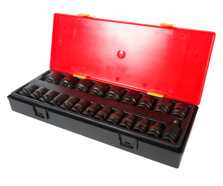Набор головок торцевых 1/2" 6-ти гранных 08-32мм ударных 22 предмета в кейсе JTC
