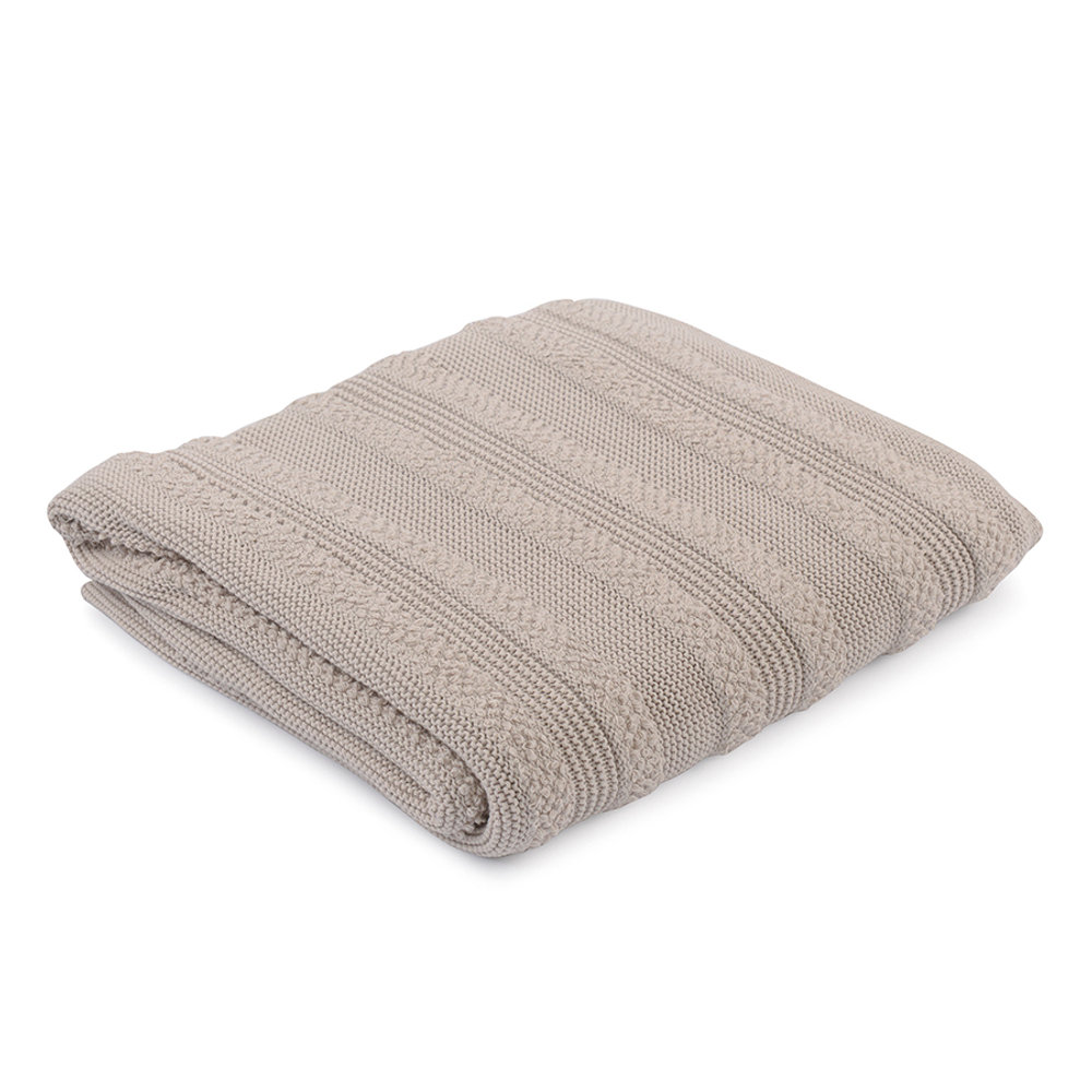 Плед 130х170см Tkano Essential с буклированной вязкой светло-серый