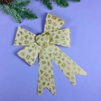 Бант на ёлку «Новогодний» 22*30 см, Бежевый