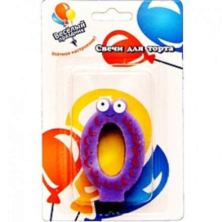 РАСПРОДАЖА Свеча Цифра 0 Веселые глазки