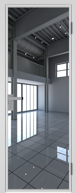 Дверь межкомнатная Профиль Дорс 1AG, цвет белый матовый, алюминий, стекло зеркало