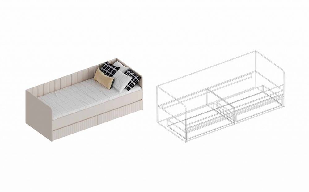 Кровать с 2 ящиками "Тефия" 800