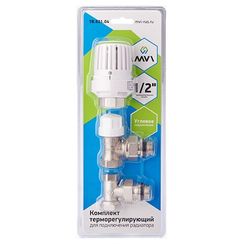 Комплект терморегулирующий MVI угловой для подключения радиатора, 3 в 1 3/4