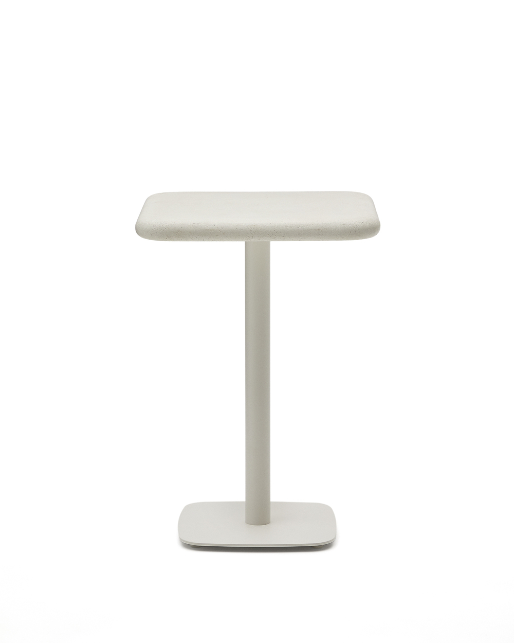 Уличный стол Dina высокий белый из цемента и стали со столешницей 70х70 см