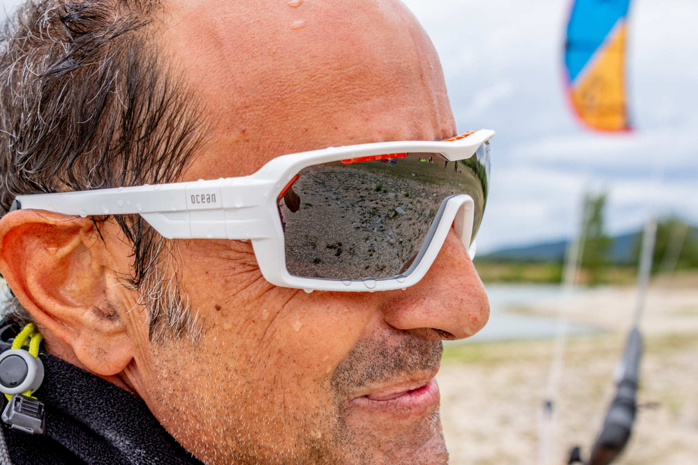 Спортивные очки с диоптриями OCEAN Chameleon Matt White / Revo Grey Polarized lenses