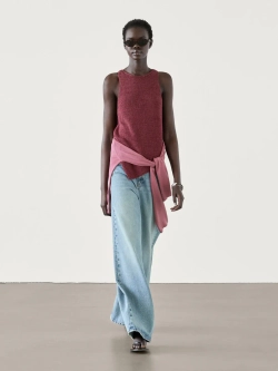 Massimo Dutti Топ платочной вязки с асимметричным низом, гранатовый