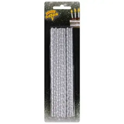 Свечи для торта Серебряные 17см 24шт