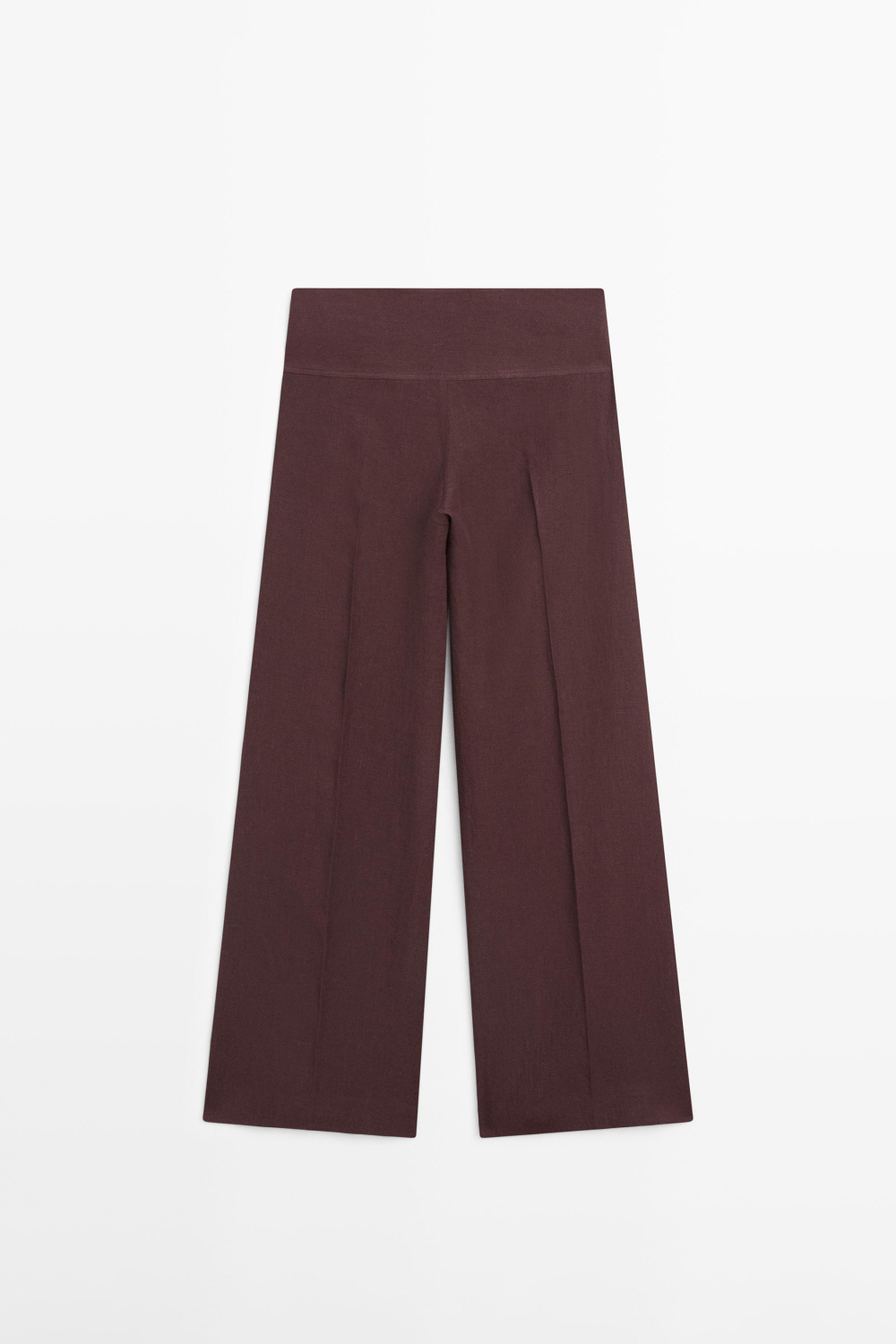 Massimo Dutti Брюки клеш из 100% льна со средней посадкой, гранатовый