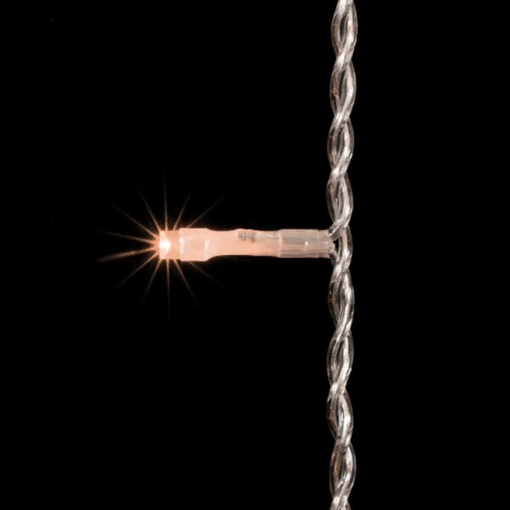 Светодиодная нить 100 экстра теплых белых LED ламп с мерцанием, 10 м., 24В., прозрачный провод ПВХ, LTC (PST100BLW-10-1EWW)