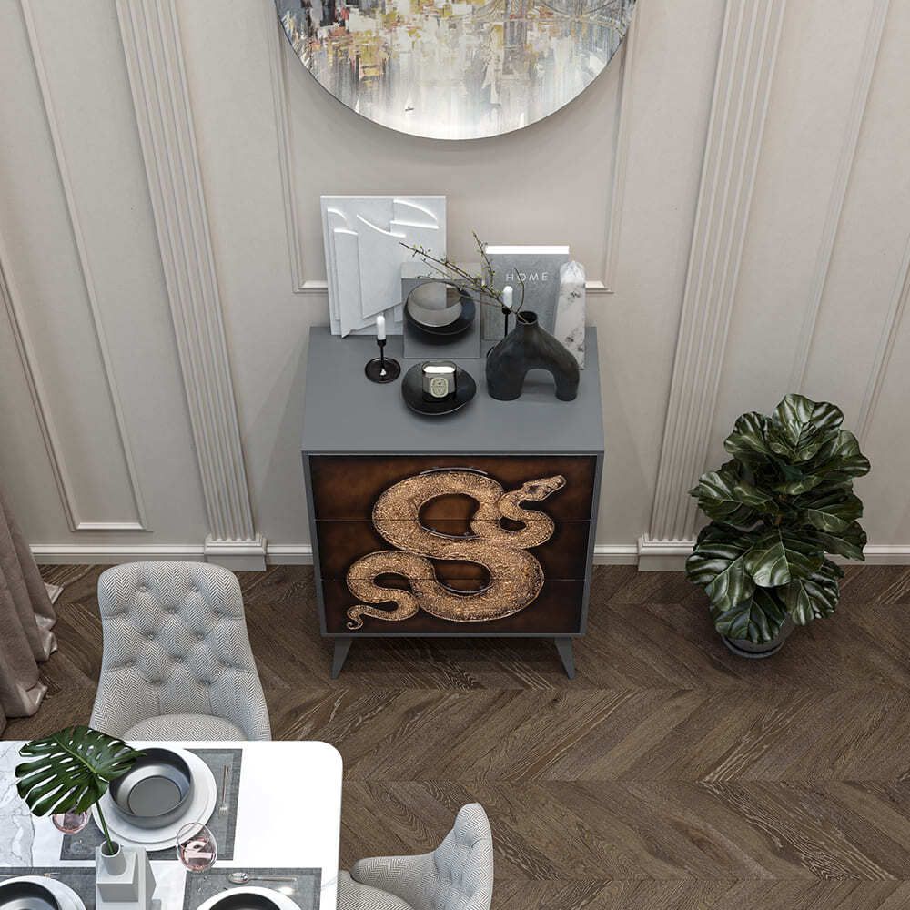 Комод Серпентис с 3 ящиками Грей