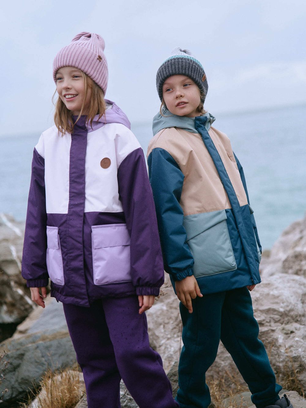 Куртка демисезонная Колор блок "Баклажан"