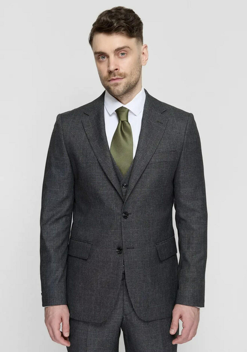 Мужской классический костюм тройка (серый) в клетку