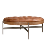 Круглый журнальный столик 2147 из темно-коричневой кожи