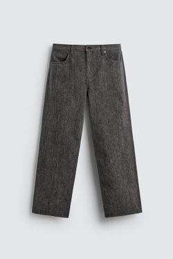 ZARA ДЖИНСЫ ПРЯМОГО КРОЯ ИЗ МЯГКОЙ ТКАНИ, СЕРЫЙ