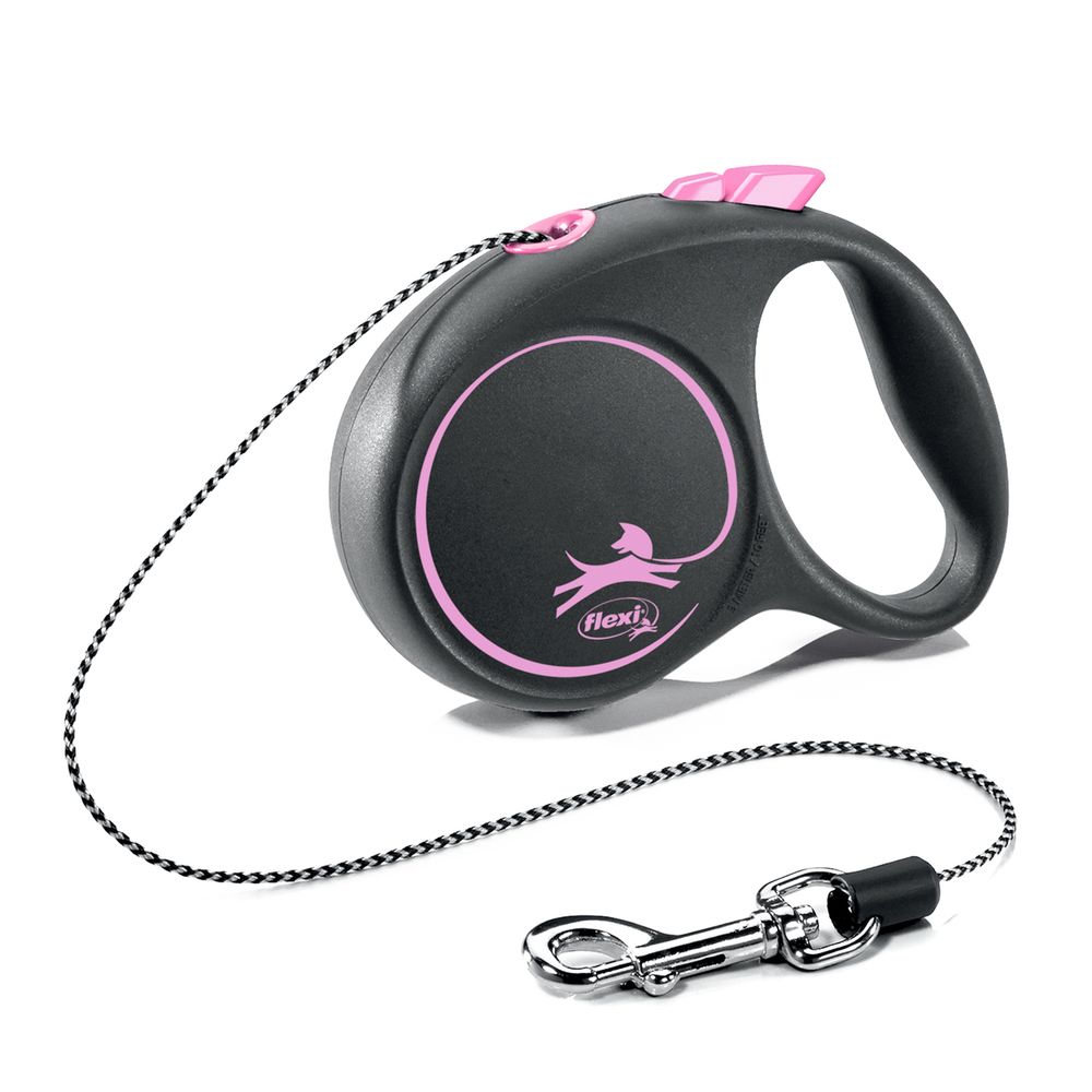Рулетка flexi Black Design XS (до 8 кг) 3 м трос черный/розовый Рулетка flexi Black Design XS (до 8 кг) 3 м трос черный/розовый