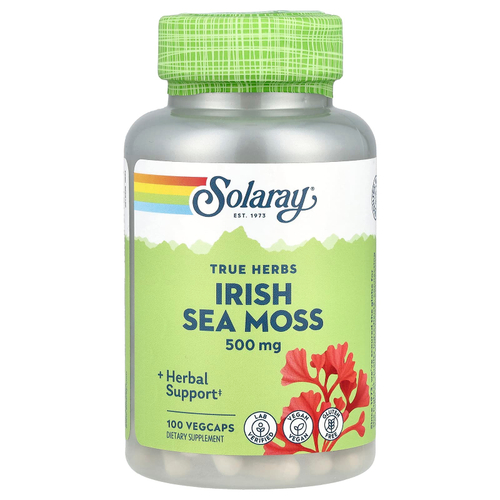 Solaray, True Herbs, ирландский морской мох, 500 мг, 100 вегетарианских капсул