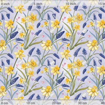 Нарциссы и мускари на сиреневом by Лиса Алиса 435 DPI