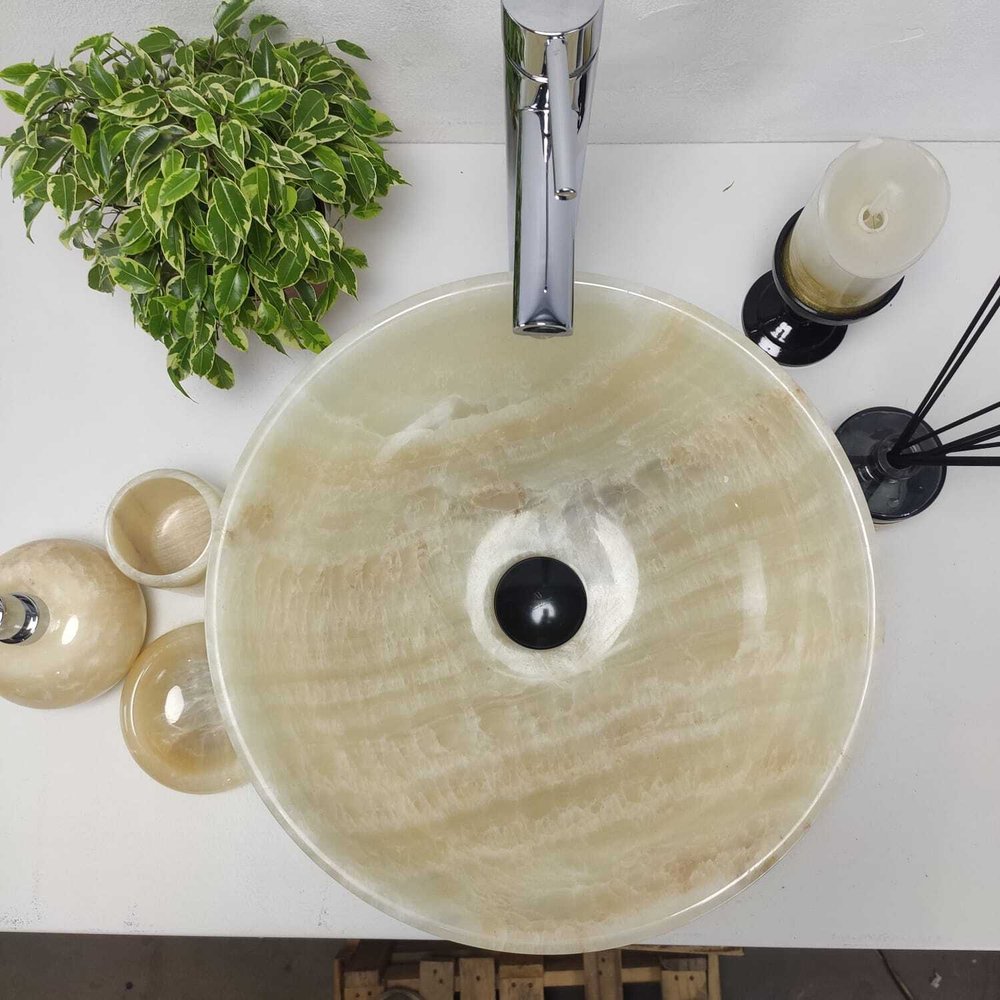 Раковина из оникса Bowl Yellow TinLip BO-60949 40*40*15